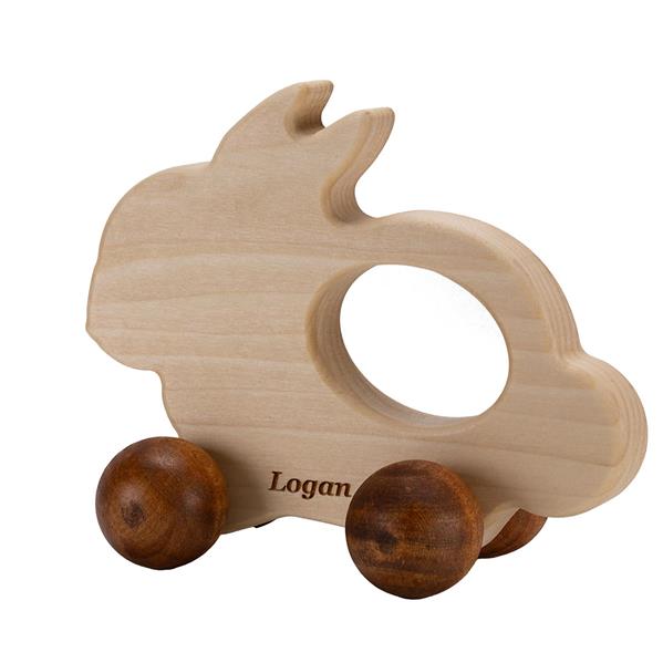 wooden bunny push toy