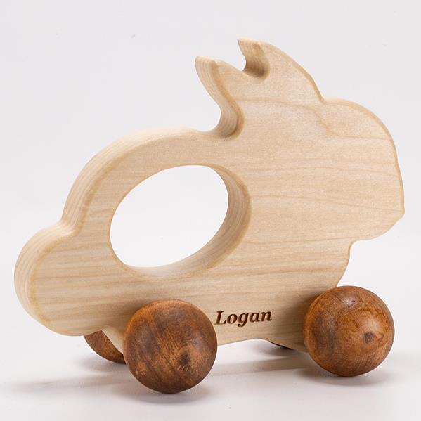 wooden push toy bunny right view