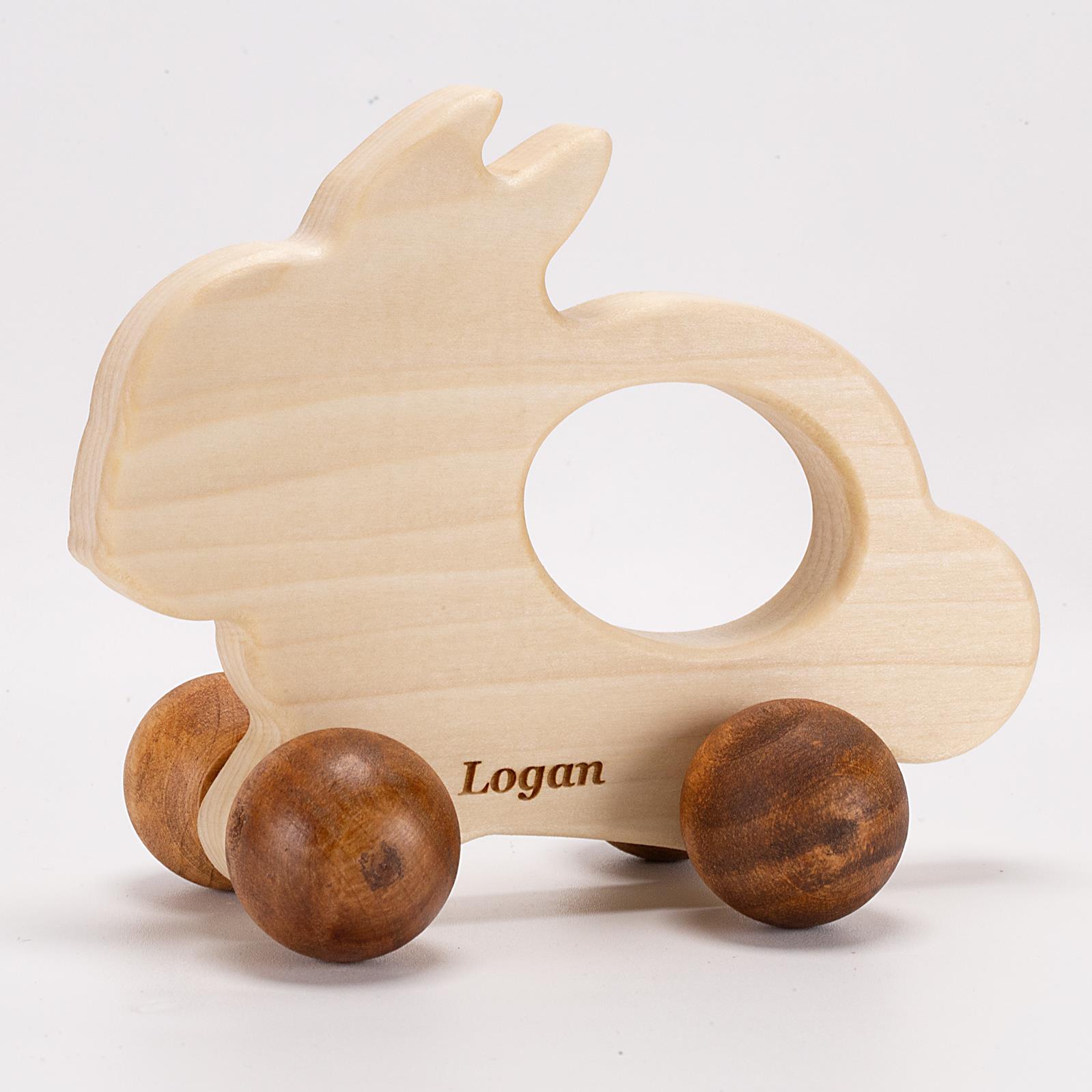 wooden push toy bunny left view