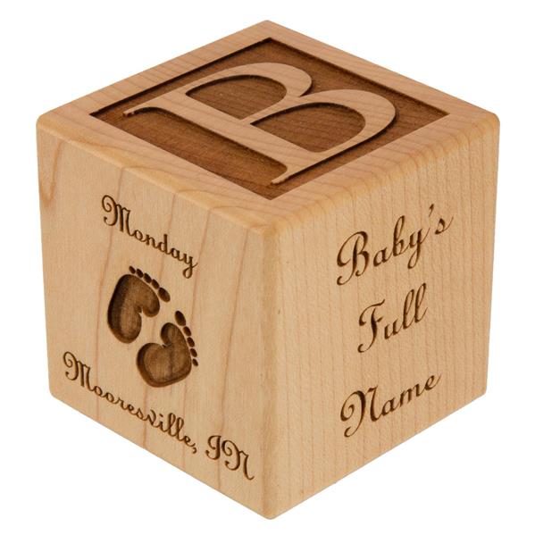Engraved New Newborn Baby Block Gift LARGE SIZE 
