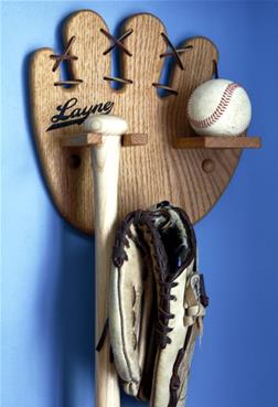 Personalized Baseball, Bat, Glove Rack
